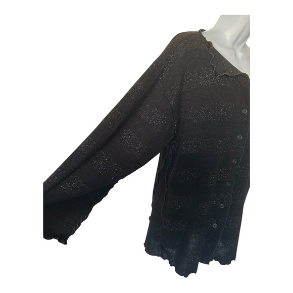 Giselle Shepatin Black Sparkly Striped Swing Cardigan Excellent Size S - Picture 4 of 10